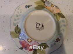 Gibson Elite Plates Salad Dinner 9 1/8 Set Of 4 Unique Rare Design Blue