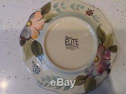 Gibson Elite Plates Salad Dinner 9 1/8 Set Of 4 Unique Rare Design Blue