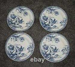 Gien Tulipes Bleu Tulips Blue Dinner Plate Smith & Hawken 10 3/4 Set Of 4