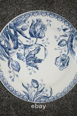 Gien Tulipes Bleu Tulips Blue Dinner Plate Smith & Hawken 10 3/4 Set Of 4