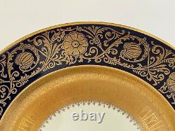 Glamorous Set of 6 Gold Gilt and Cobalt Blue Dinner Plates Made in Germany