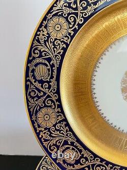 Glamorous Set of 6 Gold Gilt and Cobalt Blue Dinner Plates Made in Germany