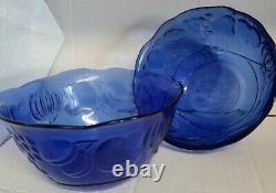 Glcoloc France Cobalt Blue Glass Dinner, Salad & bowls, Plates Dishes lot of 32