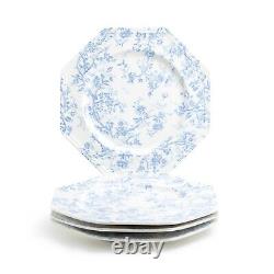 Grace Teaware 10 Blue Rose Fine Porcelain Octagonal Plate Set of 4