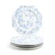 Grace Teaware 10 Blue Rose Fine Porcelain Octagonal Plate Set of 4