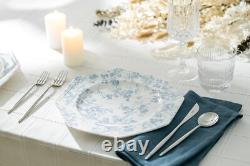 Grace Teaware 10 Blue Rose Fine Porcelain Octagonal Plate Set of 4