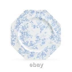 Grace Teaware 10 Blue Rose Fine Porcelain Octagonal Plate Set of 4