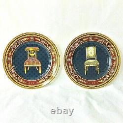 Gucci Set 2 Chair Plates 1 Red 1 Green Dessert Salad Wall Hang 8.25d Rich Color