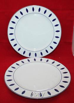 Guzzini Italy Costa Verde Set of 6 Porcalain Dinner Plates White Navy Blue Rare