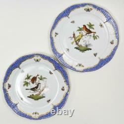 HEREND Rothschild Bird Blue Border Service Plate Motif Dinner plate set of 2 F/S