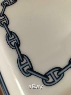 HERMES Paris Authentic Plate Chain D'ancre Blue Ashtray Porcelain NEW