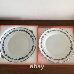 HERMES Paris CHAINE D'ANCRE Blue Dinner Plate Porcelain Round Dish 27cm