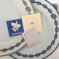 HERMES Paris CHAINE D'ANCRE Blue Dinner Plate Porcelain Round Dish 27cm