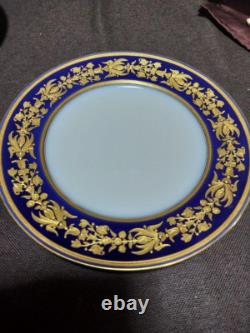 Habiland Blue & White Gold Decorated Dinner Plate 26.2cm/10.31in Used Good