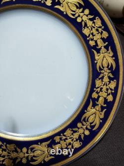 Habiland Blue & White Gold Decorated Dinner Plate 26.2cm/10.31in Used Good