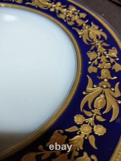 Habiland Blue & White Gold Decorated Dinner Plate 26.2cm/10.31in Used Good