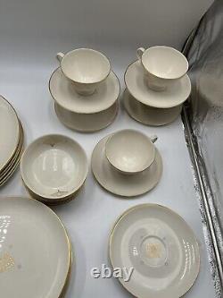 Haviland Chatelle 46 Piece Dinnerware Service Set For 6 GOLD & BLUE