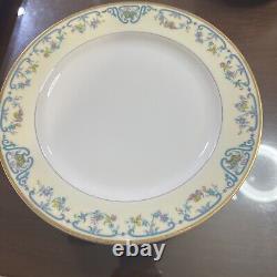 Haviland & Co Limoges Noinville Dinner Plate Gold Trim Ivory Blue Lot Of 8 93/4