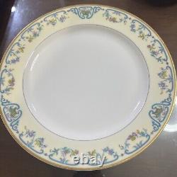 Haviland & Co Limoges Noinville Dinner Plate Gold Trim Ivory Blue Lot Of 8 93/4