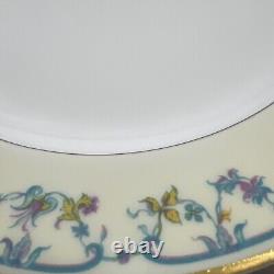 Haviland & Co Limoges Noinville Dinner Plate Gold Trim Ivory Blue Lot Of 8 93/4