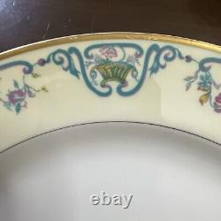 Haviland & Co Limoges Noinville Dinner Plate Gold Trim Ivory Blue Lot Of 8 93/4