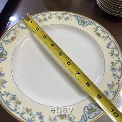 Haviland & Co Limoges Noinville Dinner Plate Gold Trim Ivory Blue Lot Of 8 93/4