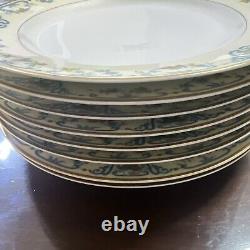 Haviland & Co Limoges Noinville Dinner Plate Gold Trim Ivory Blue Lot Of 8 93/4