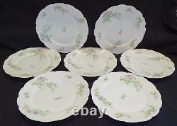 Haviland Limoges France Schleiger 46b 7 Dinner Plates 9 3/4 Purple Blue #19562