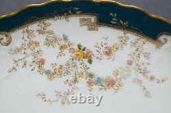 Haviland Limoges Hand Colored Floral Deep Blue Green Gold 9 Inch Antique Plate