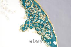 Haviland Limoges Hand Colored Floral Deep Blue Green Gold 9 Inch Antique Plate