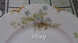 Haviland Limoges Schleiger 52b 10 Dinner Plate c1890s, Blue Flowers Gold Daub