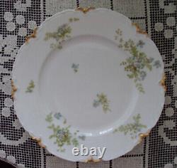 Haviland Limoges Schleiger 52b 10 Dinner Plate c1890s, Blue Flowers Gold Daub