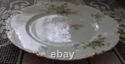 Haviland Limoges Schleiger 52b 10 Dinner Plate c1890s, Blue Flowers Gold Daub