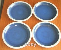Heath Ceramics Opal Blue Rim Shape 11.5 Dinner Plates 4pc Moonstone Pottery