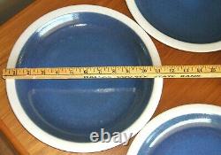 Heath Ceramics Opal Blue Rim Shape 11.5 Dinner Plates 4pc Moonstone Pottery