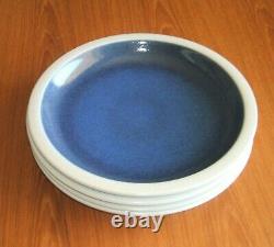 Heath Ceramics Opal Blue Rim Shape 11.5 Dinner Plates 4pc Moonstone Pottery