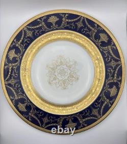 Heinrich & Co Bavaria Cobalt Blue & Gold Dinner Plate 11 Set Of 6 Porcelain