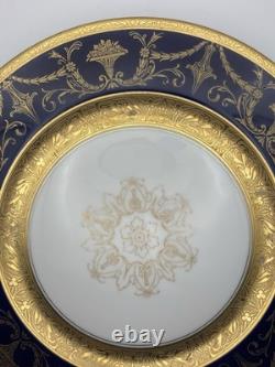 Heinrich & Co Bavaria Cobalt Blue & Gold Dinner Plate 11 Set Of 6 Porcelain