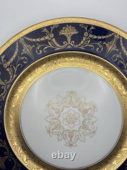 Heinrich & Co Bavaria Cobalt Blue & Gold Dinner Plate 11 Set Of 6 Porcelain