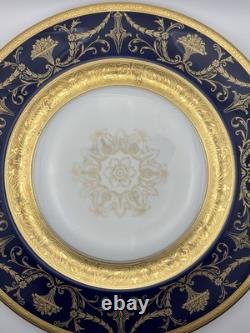 Heinrich & Co Bavaria Cobalt Blue & Gold Dinner Plate 11 Set Of 6 Porcelain
