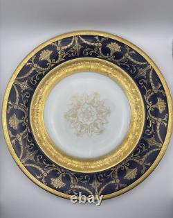 Heinrich & Co Bavaria Cobalt Blue & Gold Dinner Plate 11 Set Of 6 Porcelain