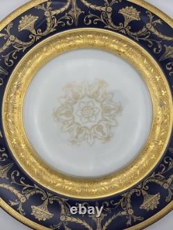 Heinrich & Co Bavaria Cobalt Blue & Gold Dinner Plate 11 Set Of 6 Porcelain