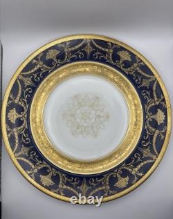 Heinrich & Co Bavaria Cobalt Blue & Gold Dinner Plate 11 Set Of 6 Porcelain