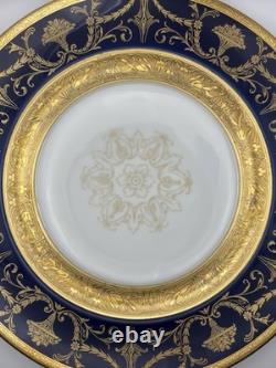 Heinrich & Co Bavaria Cobalt Blue & Gold Dinner Plate 11 Set Of 6 Porcelain