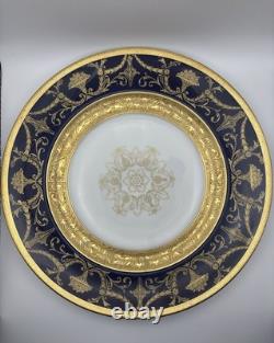 Heinrich & Co Bavaria Cobalt Blue & Gold Dinner Plate 11 Set Of 6 Porcelain
