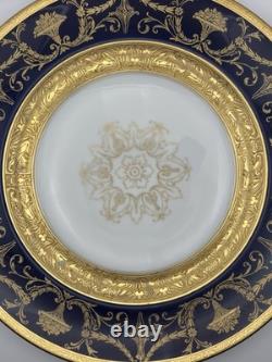 Heinrich & Co Bavaria Cobalt Blue & Gold Dinner Plate 11 Set Of 6 Porcelain