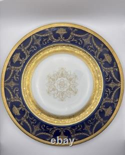 Heinrich & Co Bavaria Cobalt Blue & Gold Dinner Plate 11 Set Of 6 Porcelain