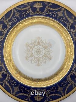 Heinrich & Co Bavaria Cobalt Blue & Gold Dinner Plate 11 Set Of 6 Porcelain