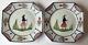 Henriot Quimper Faience Mistral Blue 2 Dinner Plate Breton Man Octagonal 9.75
