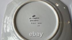 Henriot Quimper Faience Mistral Blue 2 Dinner Plate Breton Man Octagonal 9.75